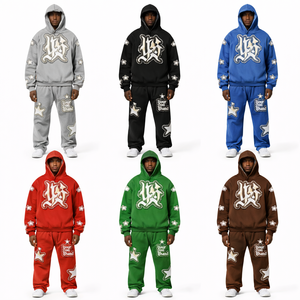 Pantalones Apilados Unisex, Conjuntos Deportivos de Estilo Urbano, Diseño de Marca Personalizado, Estampado con Pedrería, Bordado, Logotipo de Estrella Desgastado, Ogos - Product Image 1