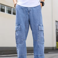 Jeans Homme Personnalisés en Gros, Coupe Ample Droite, Respirants, Taille Mi-Haute, Teints en Pièce, Tissu Adouci, Spandex/Coton