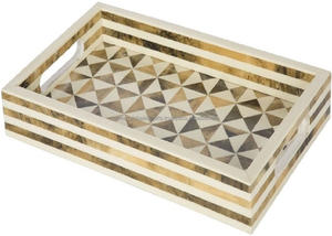 Plateau de service rectangulaire en résine de luxe fait à la main avec poignées, taille et couleur personnalisables pour la restauration, la décoration intérieure, vente en gros de haute qualité - Product Image 2