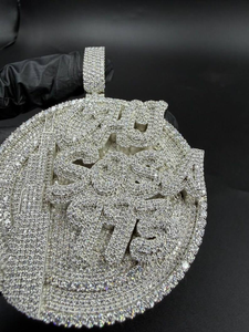 Iced Out SOSA Pendant Necklace Baguette Diamond Hip Hop Charm Luxury Statement Jewelry Bling Round Medallion - Product Image 3