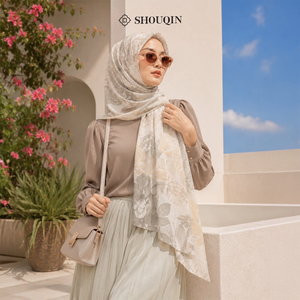 Pañuelo Hijab Ceruty Estampado Shouqin Sekar Pashmina para Adultos, Elegante y sin Esfuerzo, con Diseño Floral, para Mujeres Musulmanas, Venta al Por Mayor - Product Image 3