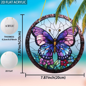 CIFbuy - Decoración de Ventana de Acrílico Transparente de Alta Definición con Diseño de Mariposa y Flores Púrpuras, Decoración de Cristal para el Hogar y el Jardín - Product Image 2