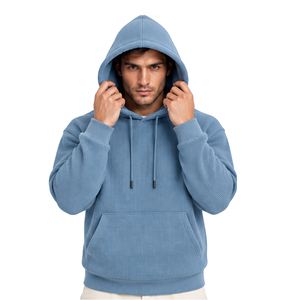 <b>Mens</b> Waffle Knit Hoodie Long Sleeve Casual <b>Thermal</b> Pullover Winter Streetwear Sports Custom Hooded Sweatshirt Wholesale Apparel - Product Image 4