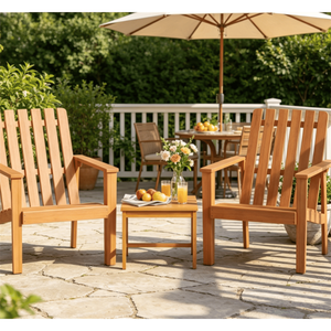 Sedia Adirondack in Legno di Acacia con Finitura Naturale, Schienale Ergonomico, Braccioli Extra, Resistente, per Esterni, Giardino e Appartamento - Product Image 6