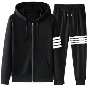 Ensemble sweat-shirt à capuche et pantalon de jogging unisexe blanc, manches longues, couleur unie, vêtements décontractés d'automne avec poches latérales et fermeture à cordon - Product Image 5