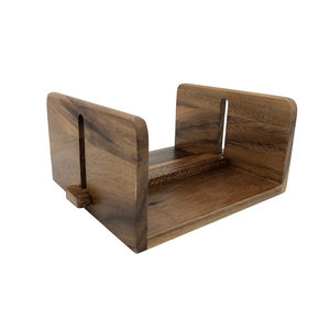 Natural Walnut Finish Solid Wood Napkin <b>Caddy</b> – Tracked Crossbar <b>Table</b> Organizer - Product Image 3