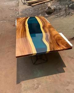 Table rectangulaire en bois d'acacia et résine époxy design moderne, décoration de luxe pour la maison, cadeau Diwali, durable et écologique - Product Image 1