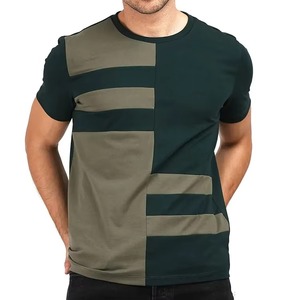 T-shirt à manches courtes pour homme, vert foncé et olive, col rond, coupe classique, vêtement décontracté, tricoté, 100% coton, logo sur le devant, séchage rapide - Product Image 1