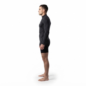 Men's Long Sleeve <b>Mock</b> <b>Neck</b> Compression Rash Guard-Polyester Spandex Base Layer for Gym Combat Sports & Workout OEM Custom Logo - Product Image 3