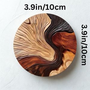 Handmade Durable Wooden Art Deco Round Wood Slice Coaster Table <b>Mat</b> with Wall Mount for Home <b>Bar</b> and Wedding Decor - Product Image 4