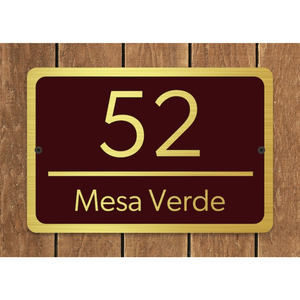 Targa Personalizzata CIFbuy per Indirizzo Casa in Metallo Dorato Spazzolato con Testo in Ottone e Acrilico, Servizio di Ritiro Disponibile - Product Image 2