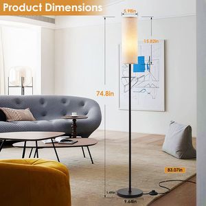 Lampada da Terra Decorativa Moderna da 190 cm con Paralume Giallo Caldo 3200K, per Adulti, con Interruttore a Pedale - Product Image 6