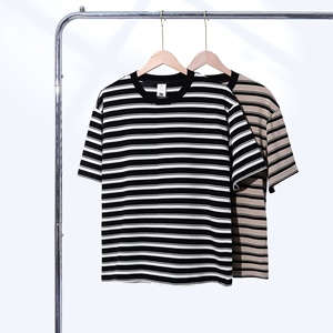 เสื้อยืดคอกลมแขนสั้นสำหรับทั้งชายและหญิงเสื้อยืดคอกลมลายทางสำหรับโรงเรียนกำหนดเองได้ทั่วไปขนาด250กรัม - Product Image 4