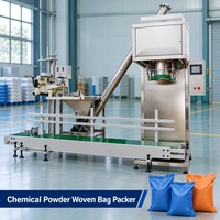 Machine d'emballage de poudre chimique avec pesage de 5 à 50 kg, convoyage par bande et couture automatique pour sacs tissés AT-DGS-50F