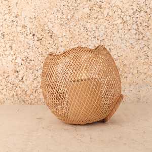 Panier à fleurs Ikebana japonais vintage du Vietnam, années 1980, époque Showa, panier d'arrangement floral tissé à la main, fournisseur et fabricant - Product Image 5
