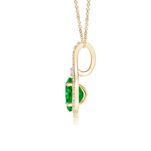 14K <b>Solid</b> <b>Gold</b> Natural Emerald Classic Diamond Halo <b>Pendant</b> Fine Jewellery Neo Heritage Wedding Anniversary Gift For Her 2026 - Product Image 2