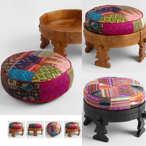 Nordic Style Solid Wooden Ottoman <b>Stool</b> Modern Upholstered Foot Rest Chair <b>Small</b> Bench for Living Room Bedroom - Product Image 1