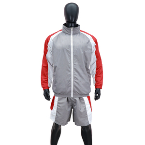 <b>Men</b>’s Windproof Nylon Tracksuit Set Lightweight Zip Up Hooded Windbreaker <b>Jacket</b> and Matching Shorts - Product Image 1