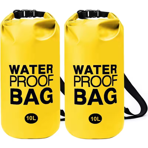 Bolsa Seca de PVC Amarilla de 10L, Bolsa Impermeable de Supervivencia con Cierre Enrollable, Bolsa de Almacenamiento para Senderismo, Camping, Kayak y Viajes - Product Image 1