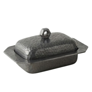 Beurrier minimaliste en fonte martelée avec couvercle, forme rectangulaire, pour la cuisine, récipient alimentaire en métal chauffable - Product Image 2