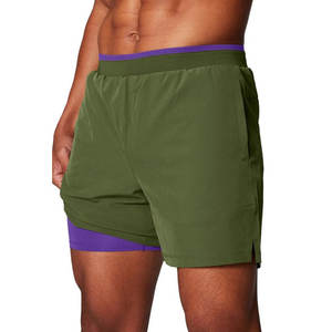 Quick Dry Breathable Eco-Friendly Solid Casual <b>Mid</b> Waist Men Double <b>Layer</b> Shorts Premium Quality - Product Image 1