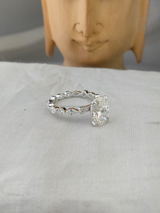 Luxury Round Shape Diamond Ring Yellow Gold Finish with Side <b>Stones</b> Teardrop Design Elegant Wedding Ring for Women Fine Jewelry - Product Image 3