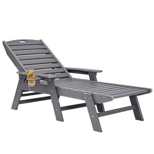 Moderna Sedia a Sdraio da Esterno in HDPE con Capacità di Carico di 180 Kg, 6 Posizioni Regolabili e Schienale, Design Chaise Longue - Product Image 5