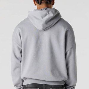 Streetwear Heavyweight <b>Thick</b> 350 Gram Cotton <b>Fleece</b> Hoodie Custom No String Heavyweight Custom Logo Black Color Pullover Hoodie - Product Image 5