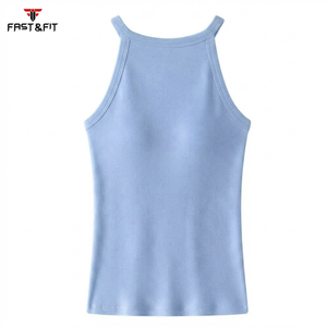 Custom Logo High Quality Knitted 100% Cotton Quick Dry Womens Tank <b>Tops</b> for Gym Fitness Yoga - Product Image 5