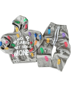 Chándal de algodón de alta calidad 2026 para hombre, conjunto de Jogger con capucha bordada, jersey de gran tamaño, sudaderas con capucha, pantalones de chándal, conjunto de 2 piezas lavado - Product Image 1