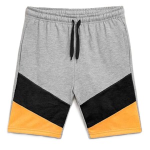 Pantalones Cortos Deportivos Casuales para Hombre, con Paneles Geométricos en Bloques de Color, Cintura con Cordón Ajustable, Color Crema, Rojo y Gris, Corte Medio, Tejido Transpirable - Product Image 4
