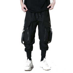 Pantalones cargo techwear negros para hombre, joggers tácticos, pantalones streetwear cyberpunk, pantalones harem con múltiples bolsillos, ropa urbana hip hop - Product Image 3