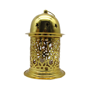 Golden <b>Brass</b> <b>Lantern</b> With Star Cutouts And Geometric Pattern For Home Decoration Handmade Candle <b>Lanterns</b> On Sale - Product Image 1