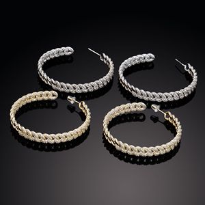 Pendientes de Aro de Plata 925 con Diamantes de Moissanita para Hombre, Certificados, Estilo Iced Out, Aros Trenzados, Ligeros, Joyería de Lujo Hip Hop - Product Image 4