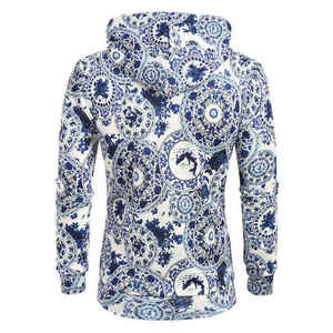 Sudadera con Capucha para Hombre, Azul y Blanca con Estampado, Corte Regular, Informal, de Verano, Tejida en Poliéster, Transpirable, de Manga Larga - Product Image 2