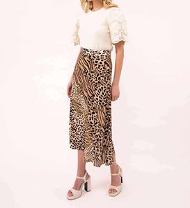 Jupes longues décontractées sexy à imprimé animal, taille haute, avec poches camouflage, grande taille, devant plat et taille élastique à l'arrière - Product Image 6