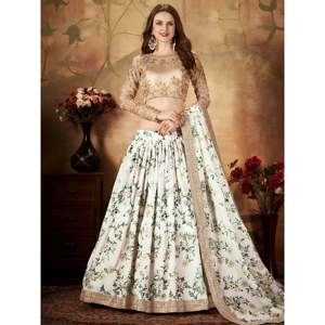 Enchanting <b>White</b> Printed Organza Plus Size Lehenga Choli for Festivals - Product Image 6