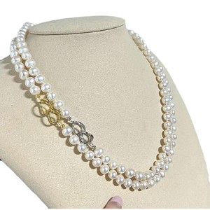 Collar de Perlas de Agua Dulce Casi Impecables de 7-8 mm con Hebilla de Doble Aro de Plata S925, Longitud Aproximada de 48 cm - Product Image 1