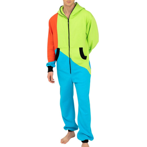 <b>Men's</b> Hooded Fleece <b>Men's</b> Breathable Solid Long Sleeve Custom Zipper Closure Jumpsuits Onesie <b>Pajamas</b> Loungewear Jumpsuit - Product Image 1