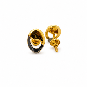 18K Yellow Gold Oval Loop <b>Stud</b> <b>Earrings</b> for Women High Polish Minimalist Daily Wear Party Wedding Jewelry Gift - Product Image 3