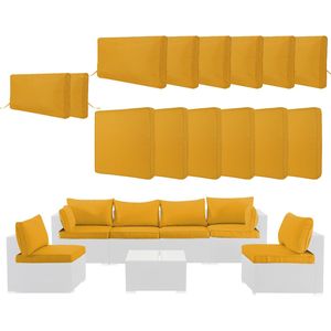 Confezione da 14 copricuscini gialli Set da 7 pezzi per 6 posti in vimini Rattan da esterno con cerniera per divano solo fodera - Product Image 3