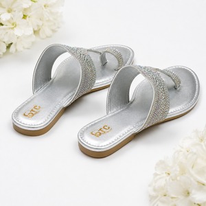 Sandales plates à plateforme en strass argentés pour femmes et filles, à bout ouvert, multicolores, pour l'été, la plage et les sorties en plein air - Product Image 2