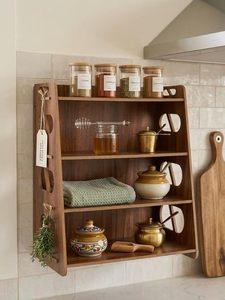 Modern Wooden Double Tier Freestanding <b>Storage</b> Display <b>Rack</b> for Home <b>Kitchen</b> Spice Organizer with Multifunction Design - Product Image 3