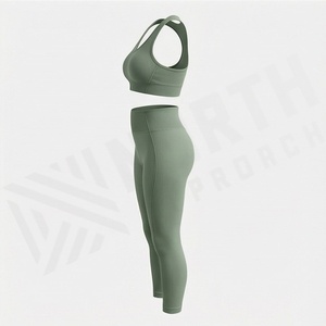 Conjunto de Yoga Personalizado para Mujer, Largo hasta la Rodilla, Tallas Grandes, con Diseño Bordado, Venta al por Mayor, Ropa Deportiva para Gimnasio y Fitness - Product Image 3