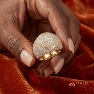 แหวนทองผู้ชายแบบ Iced Out ทรงกลม สไตล์ฮิปฮอป แหวนหรูหราสำหรับงานแต่งงานและงานปาร์ตี้ - Product Image 3