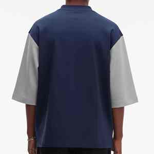 Camiseta Oversize de Contraste de Color para Hombre, Estilo Urbano Casual, Premium, de Gran Gramaje, con Diseño de Manga en Contraste, Ajuste Holgado - Product Image 2