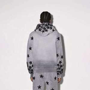 Sudaderas con capucha vintage personalizadas con cremallera y bordado 3D para hombre, con efecto desgastado por el sol, lavado ácido, logotipo de estrella, forro polar, teñido liso para invierno - Product Image 2