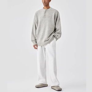 Suéter Henley Clásico para Hombre con Cuello de Botones, Manga Larga, Tejido Suave, Cálido, Informal, para Invierno, OEM, ODM, Venta al Por Mayor - Product Image 3