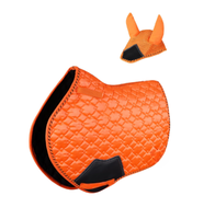 Ensemble de tapis de selle matelassé de qualité supérieure pour cheval avec bonnet d'oreille assorti |   Tapis de selle d'équitation |   Saut et dressage respirants