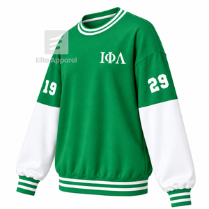 Iota Phi Lambda Sorority <b>Sweatshirt</b> With Crew neck And Embroidered Logo full Sleeve green & <b>white</b> trendy <b>sweatshirt</b> for female - Product Image 2